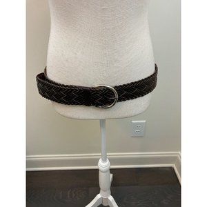 Dark Brown Woven Leather Belt Size 1X